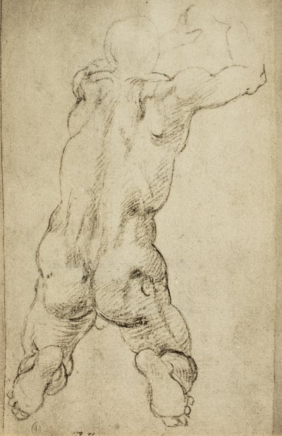 Studie einer virilen Figur: Zeichnung von Michelangelo. Casa Buonarroti, Florenz von Michelangelo Buonarroti